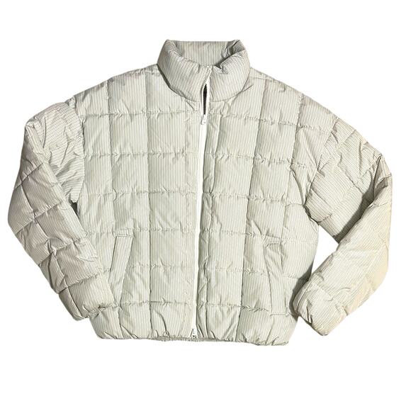 Urban Outfitters UO Quilted Puffer Jacket Men’s Unisex White Stripes Size Small - Picture 1 of 16